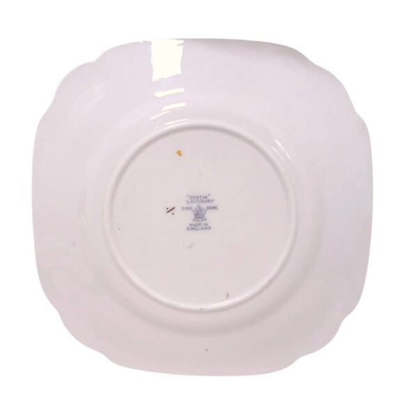 1940 Scotia Salisbury 6.5 Square Plate Fine Bone China Blue Floral Replacement - Picture 9 of 15